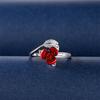 Leaf and Red Rose Flower Open Rings Cuff for Women Flower Charm Adjustable Size Love Romantic Birthday Jewelry GIft for Her