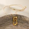 MYNECK Trendy Jewelry Trend 18k PVD Gold Plated Stainless Steel Long Style Sweater Chain Double Ring Fashion Pendant Necklace