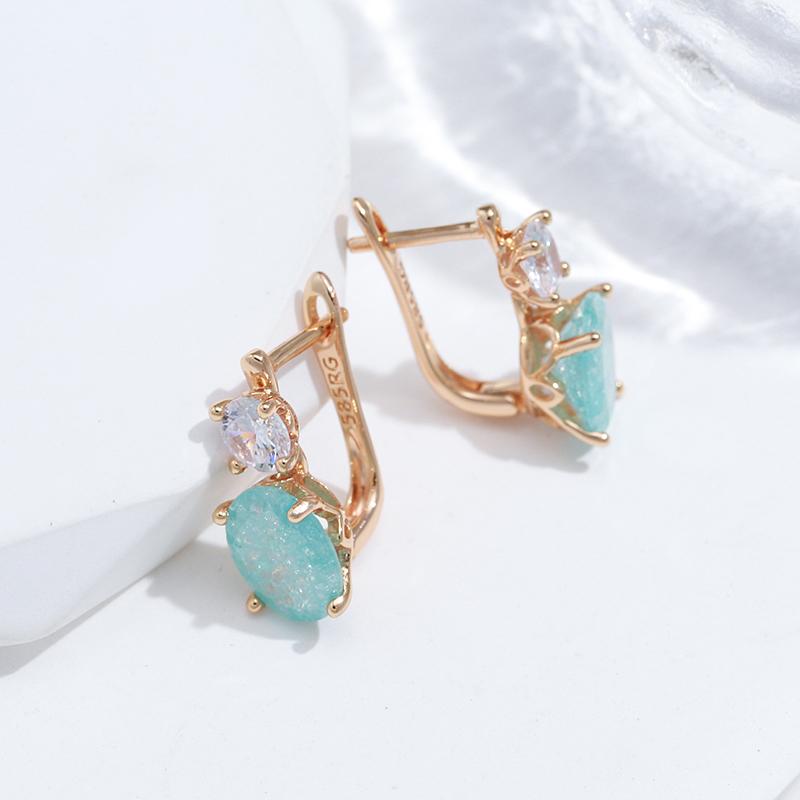 New Emerald Oval Cut Zircon Drop Earrings For Women Luxury Natural Zircon With Rose Gold Earrings Wedding Jewelry
