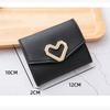 Fashion PU Leather Square Trifold Wallet 5 Colors Heart-Shaped Short Wallet Coin Purse Women Girls