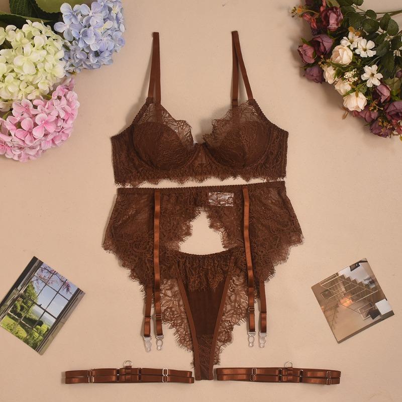 

Sexy gather bra lace sexy lingerie women S темно-коричневого
