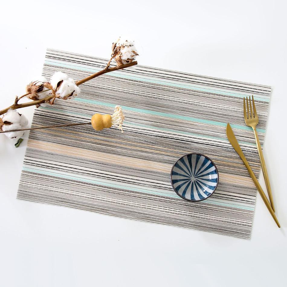 Placemats for Dining Table PVC Bamboo Pattern Table Mats Multiple Colors Non-Slip Heat Resistant Washable Easy to Clean