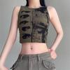 Y2K Europäisches und amerikanisches Hip-Hop bedrucktes Weste modisches, figurbetonendes Oberteil für Damen