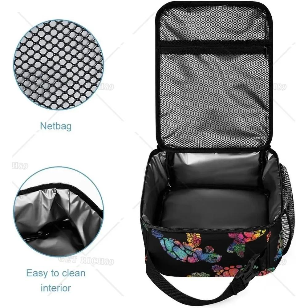 Sea Turtle Lunch Bag Insulated Lunch Bag Colorful Sea Animal Lunch Bag for Women Men Reusable Portable Lunchbox with Zipper