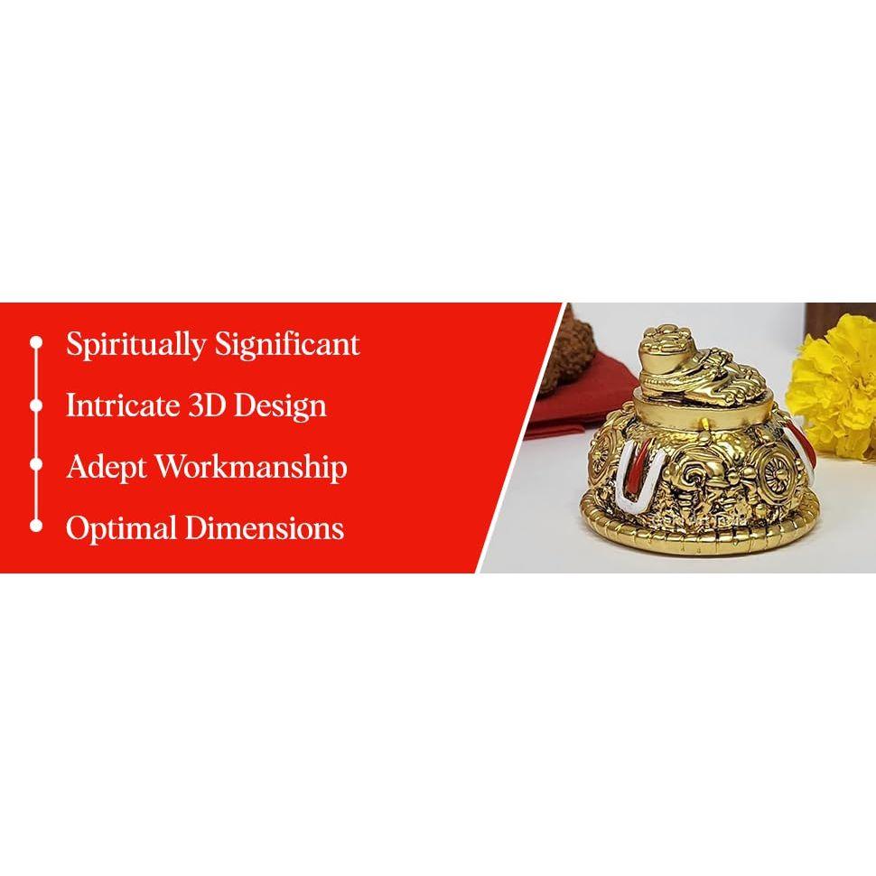 Lord Balaji Charan Paduka 24 Kt Gold Matte Finish Vishnu Charan Paduka for Pooja Room/Balaji for Car Venkateswara Swamy Feet Best Gifting 2 Inch