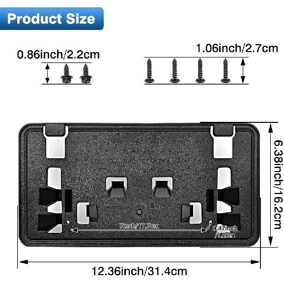 TOP-MAX License Plate Bracket Compatible With - Ford F150 2.7L 3.0L 3.5L V6 5.2L V8 Accessories, Front Bumper License Plate Holder Frame Replace For