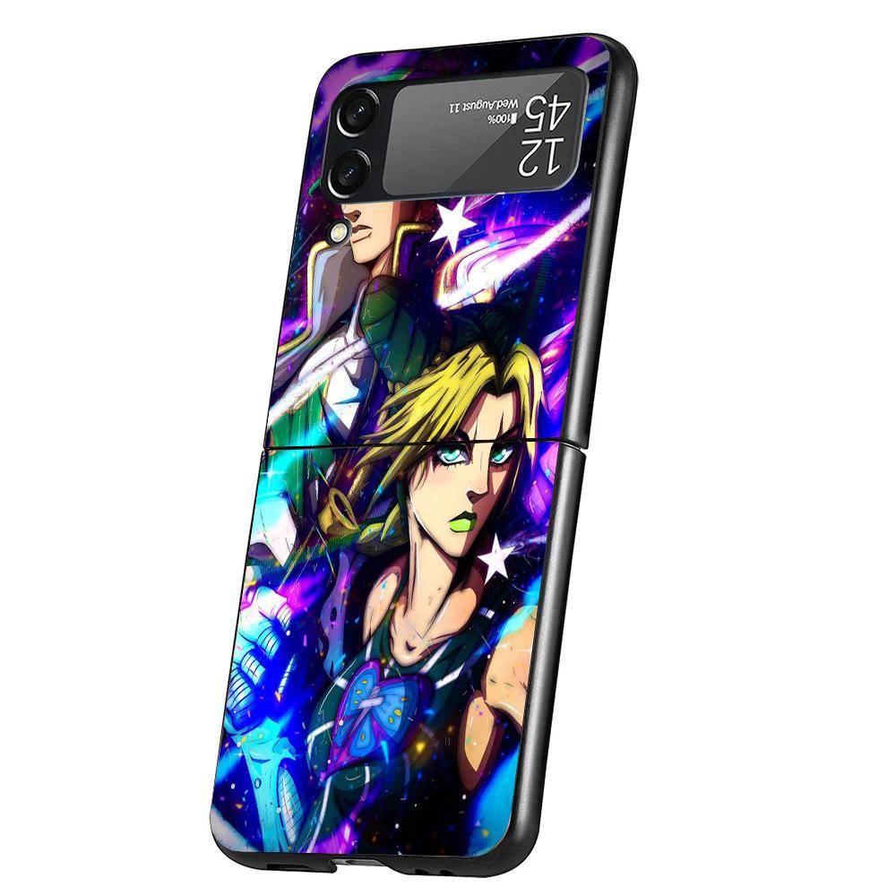 JoJo's Bizarre Adventure Jolyne Cujoh Case Phone Cover for Samsung Galaxy Z Flip 6 5 4 3 5G ZFlip6 ZFlip5 ZFlip4 ZFlip3 Black Ha