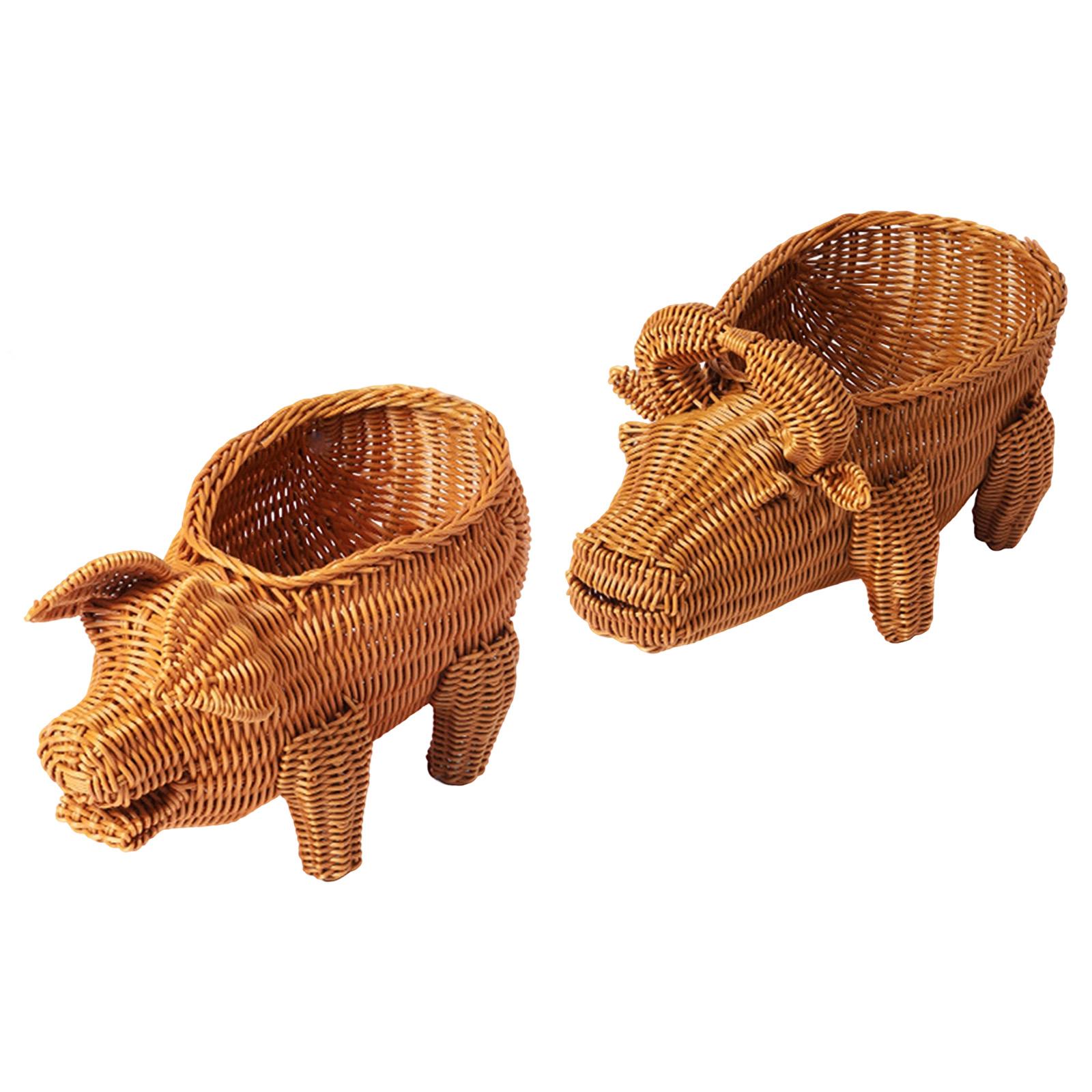 

Woven Fruit Basket Bowl Centerpiece,Reusable Snack Imitation Rattan Food Serving Storage Decorative for Candy,Restaurant,Cupcake Cow Shaped
