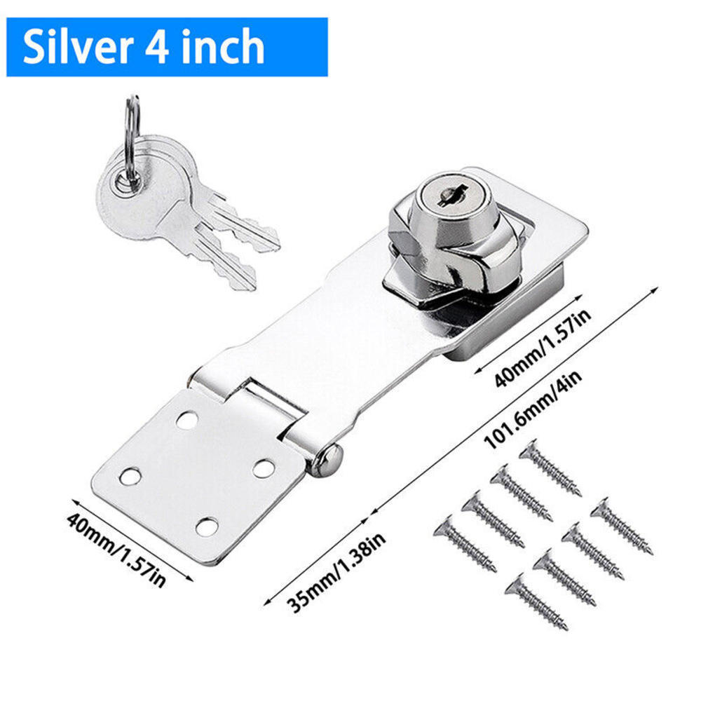 2.5/3/4inch Heavy Duty Locking Hasp with Keys Padlock Cupboard Drawer Wooden Box Lock Self Locking Security Staple Hardware