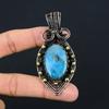 Neon Blue Apatite Gemstone Pure Copper Wire Wrapped Handmade Pendant Jewelry For Gift