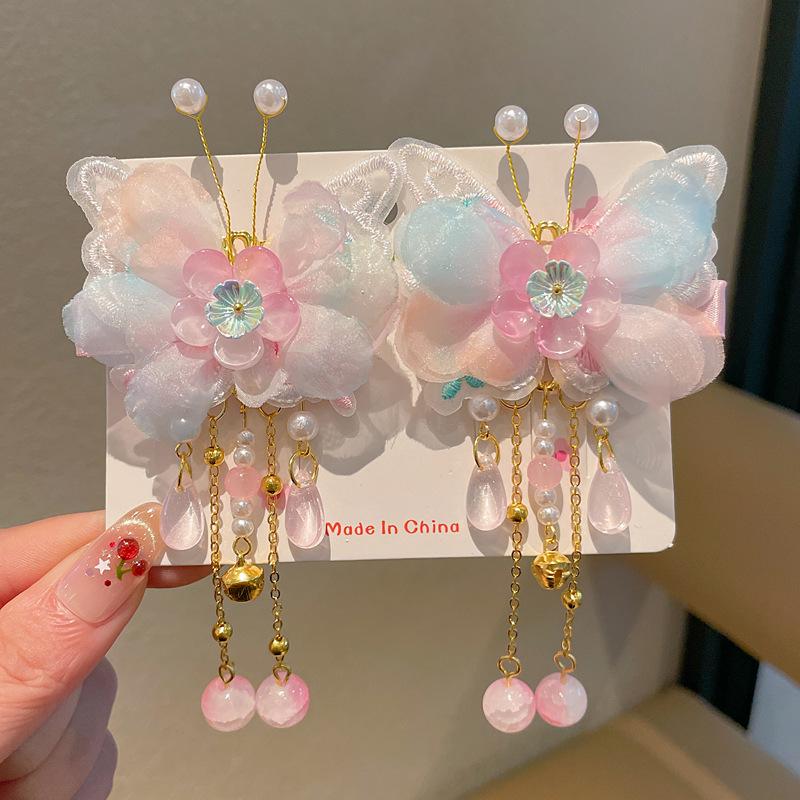 Chinese Style Hanfu Hairpin Set for Girls - Includes Hair Clips, Swaying Tassels, and Butterfly Accessories