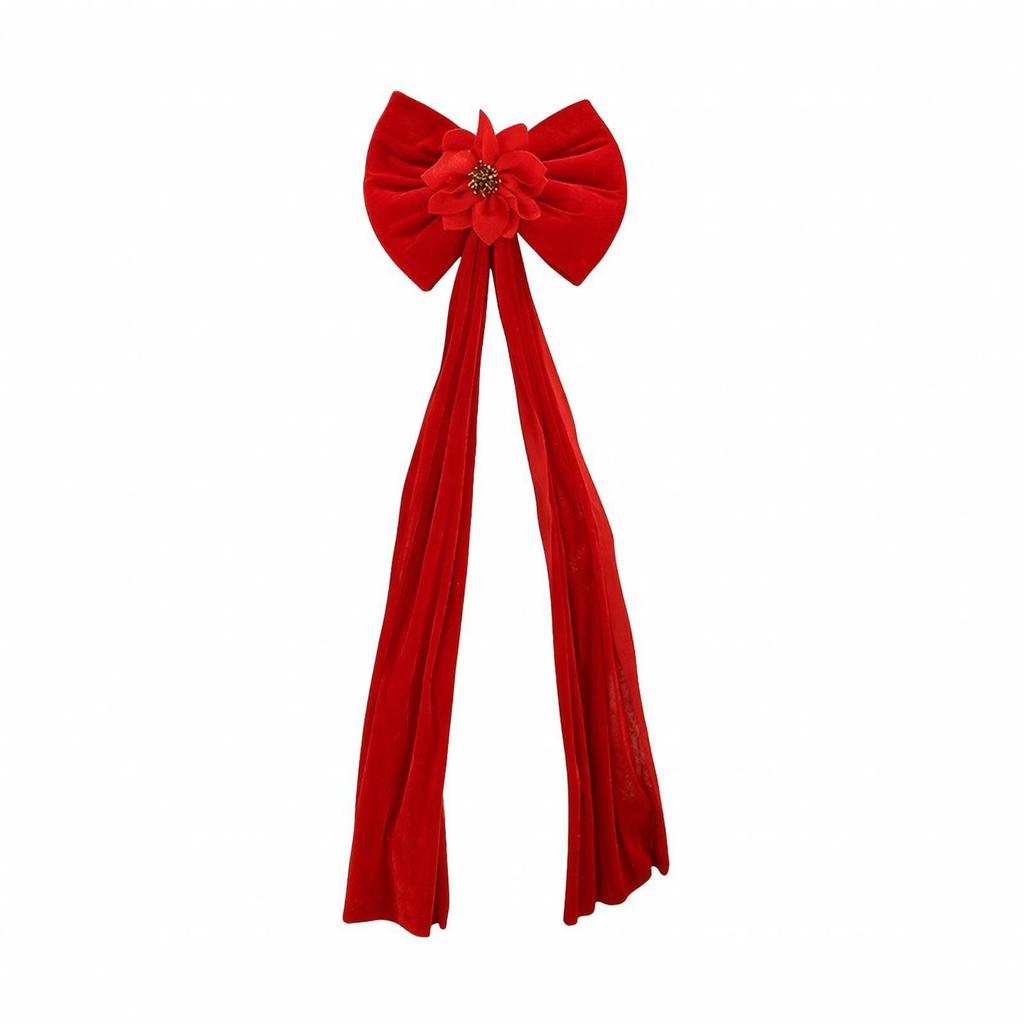 Velvet Christmas Bow Pre-Tied Tree Bows Red for Wedding Backdrop