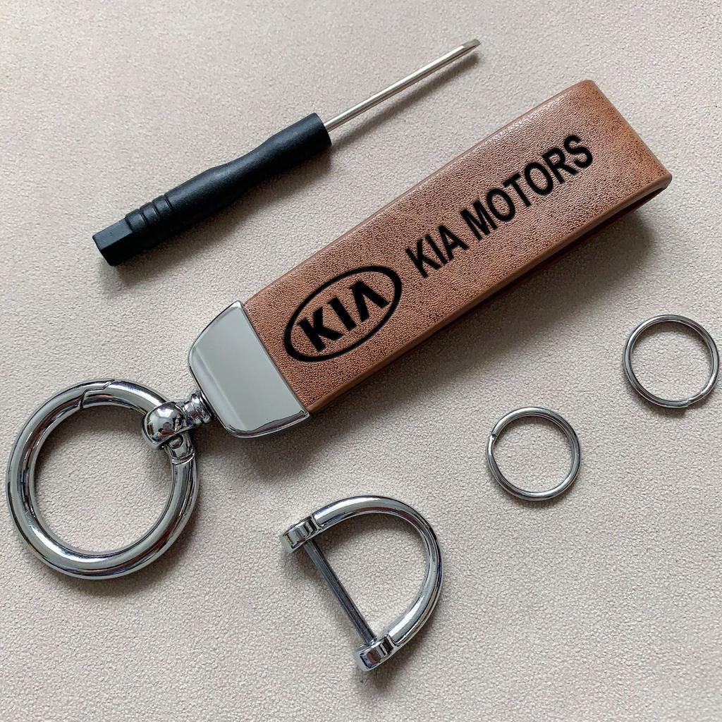 Car Key Rings Leather Auto Logo Keychain Accessories For KIA EV6 Stinger RIO Sorento Picanto Ceed Borrego Syros K4 K5 Sonet ulsap11