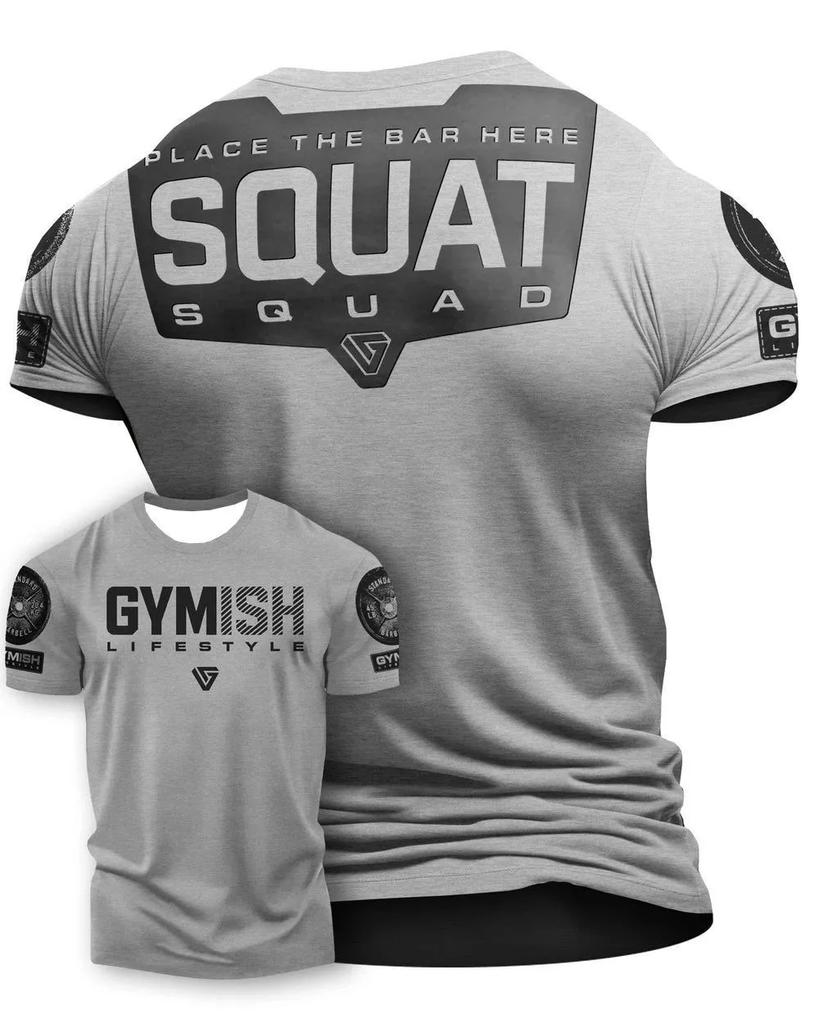 Hot Selling Summer Men's Gym Training Letter Printed Polyester Micro Elastic Breathable Round Neck T-shirt Outdoor Sports Top
