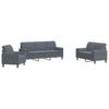 3 Piece Sofa Set with Cushions and Neck Rolls Dark Grey Velvet