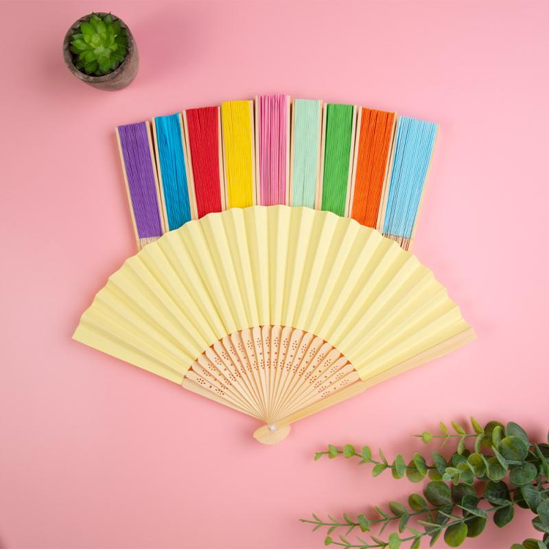 20pcs Colorful Paper Fan Handmade Foldable Children Painting Fan Practical Cooling Tool