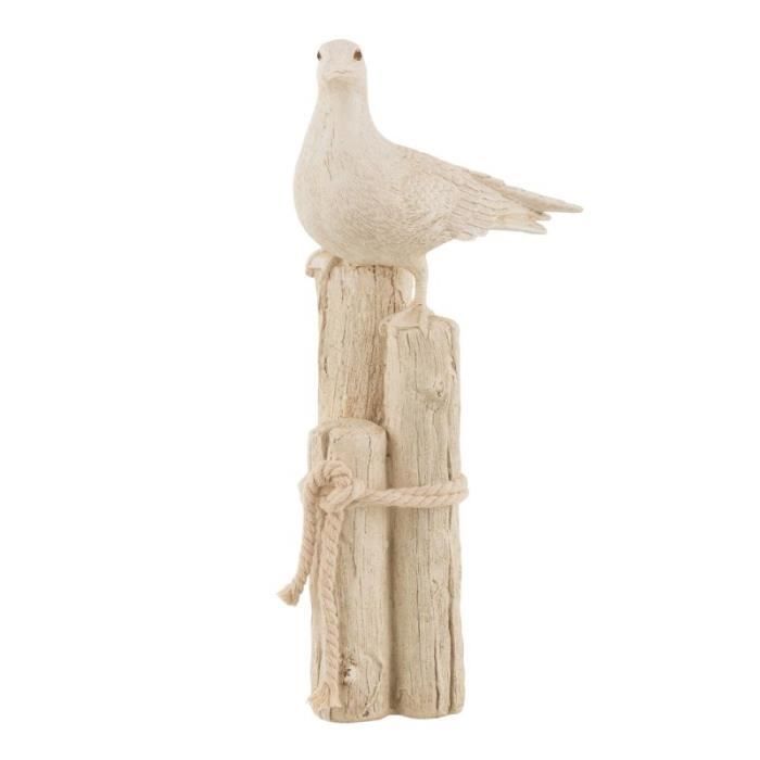 Statuette Déco Mouette  Perchée  31cm Beige