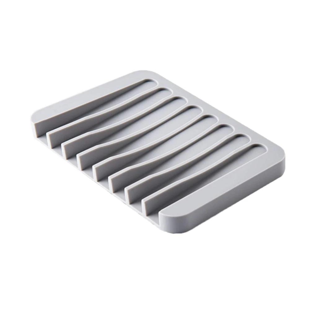 1/2pcs Bathroom Anti-slip Soap Box Kitchen Drain Soap Holder Storage Holder Silicone Self-draining Soap Holder Non-slip Mat