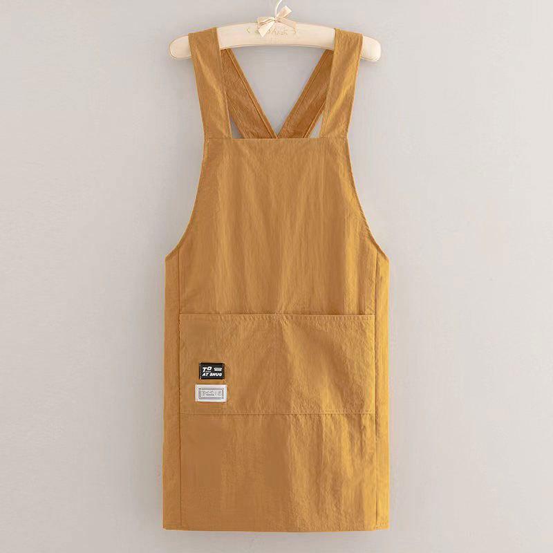 Premium Gray Japanese Cotton Apron with Wide Straps and Crossed Back for Unisex Use In Nail Salons, Milk Tea Shops, and Hot Pot Restaurants