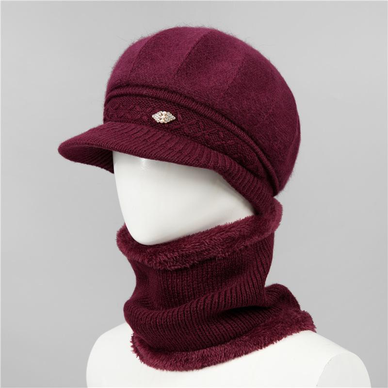 Kaninchenfell Strickwollmütze Kinder Herbst und Winter Vielseitig Winter Warm Kaltmütze Schirmmütze