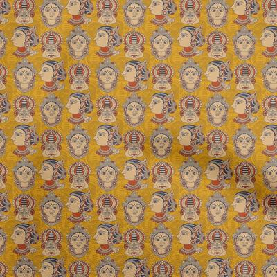 Cotton Flex Gamboge Yellow Fabric Kathakali Mask Sewing Craft Projects Fabric Prints By Yard 40 Inch