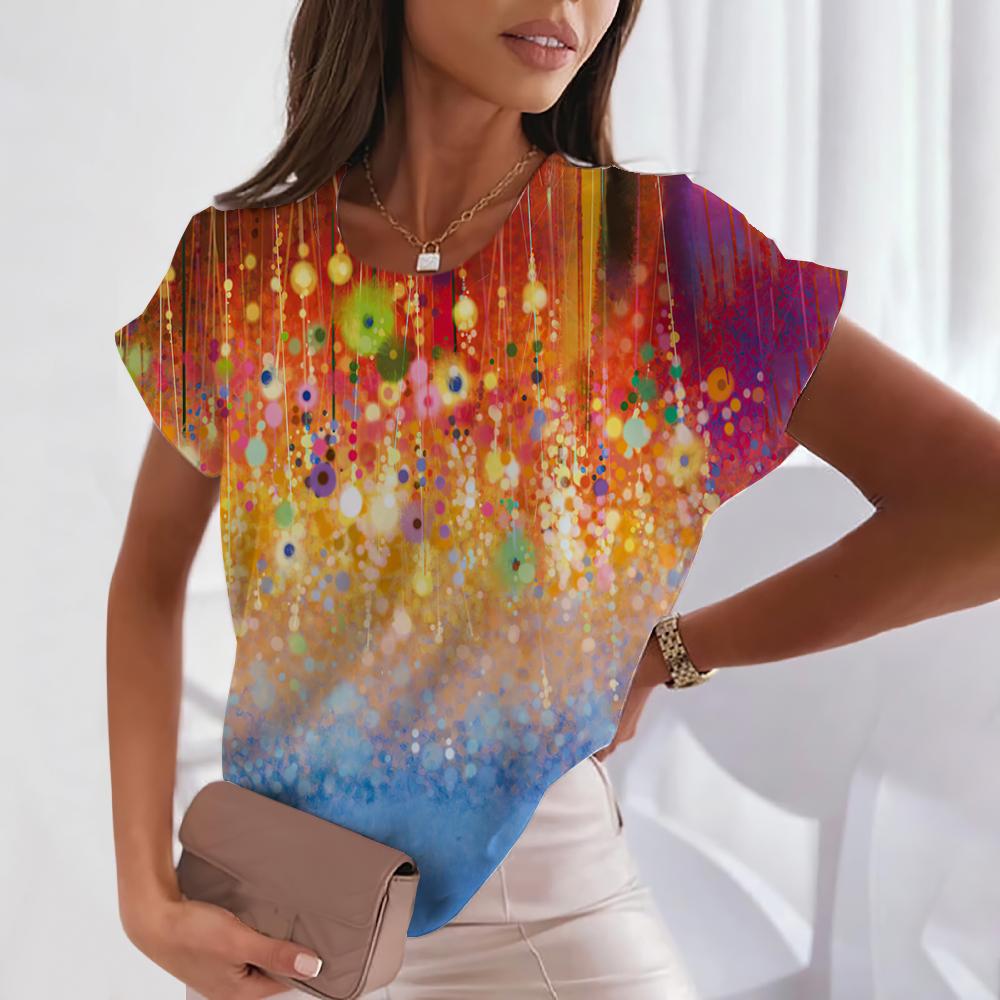 Summer Fashion Flower Print Women's T-Shirts Casual O-neck Short Sleeve Tops Street Trend shirt  Loose Ladies Clothing Tees