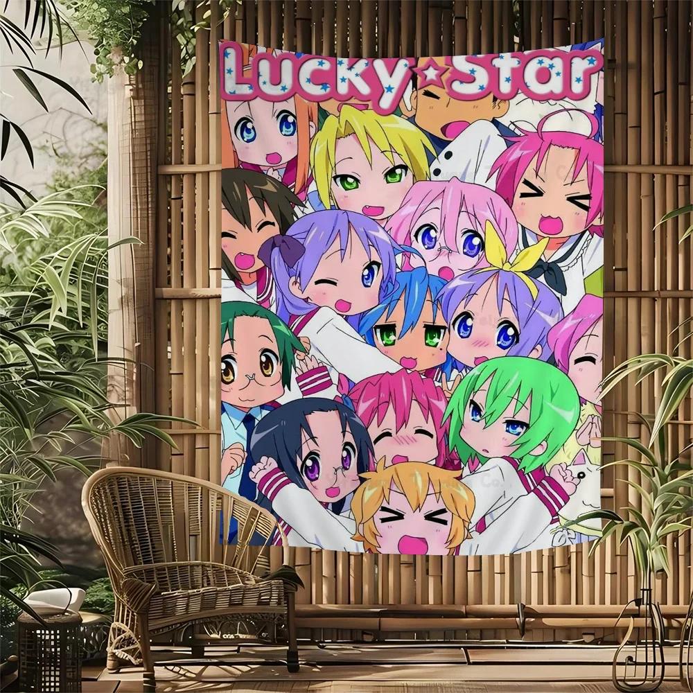 Lucky Star Comedy Anime Cartoon Tapestry Art Science Fiction Room Home Decor Wall Hanging Home Decor