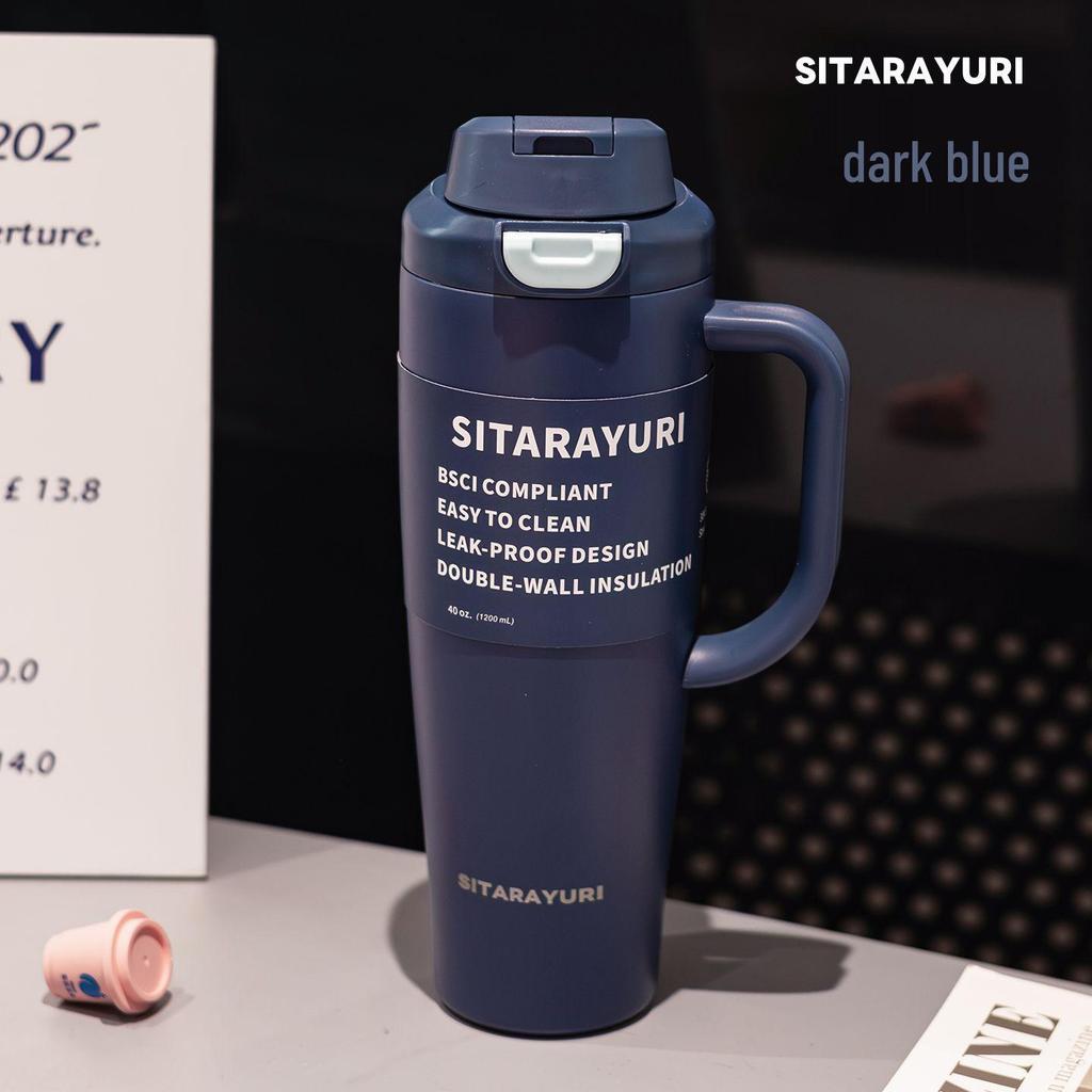 SITARAYURI Isolierter Auto-Kaffeebecher aus 304 Edelstahl mit Griff, Großes Fassungsvermögen