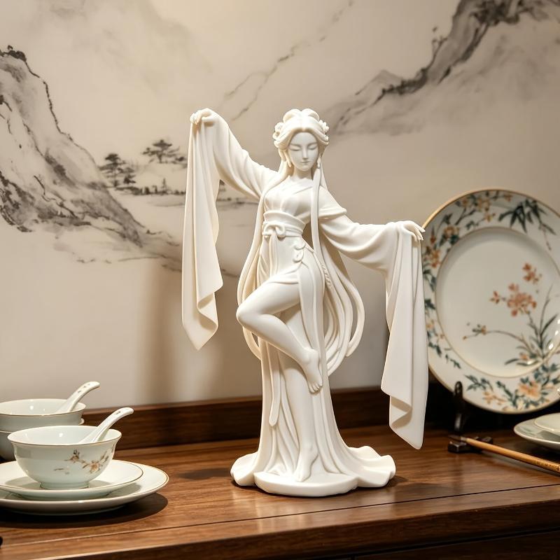 3D Printed Traditional Chinese Water Sleeve Dance Sculpture Mini Dancer Figurine for Desk Decor Small Gift