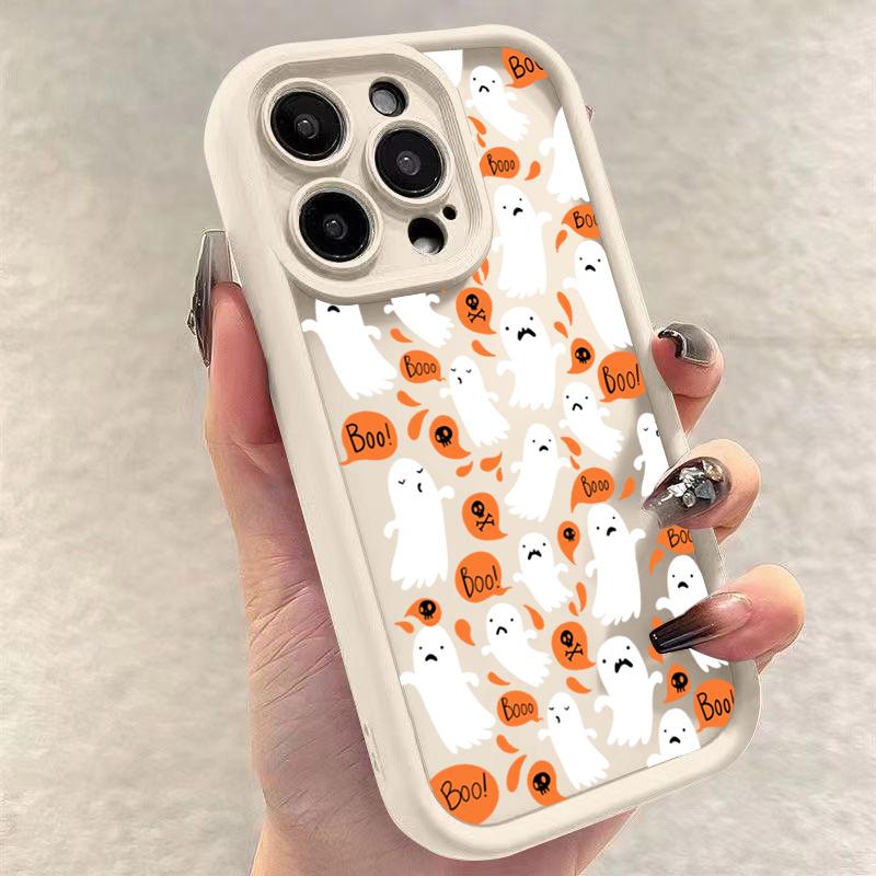 Luxus Glückliches Halloween Geist Weiche Handyhülle Für IPhone 16 Pro Max 14 13 12 11 15 Pro 15 16 Plus XR XS Max Anti-Fall Rückseitenhüllen