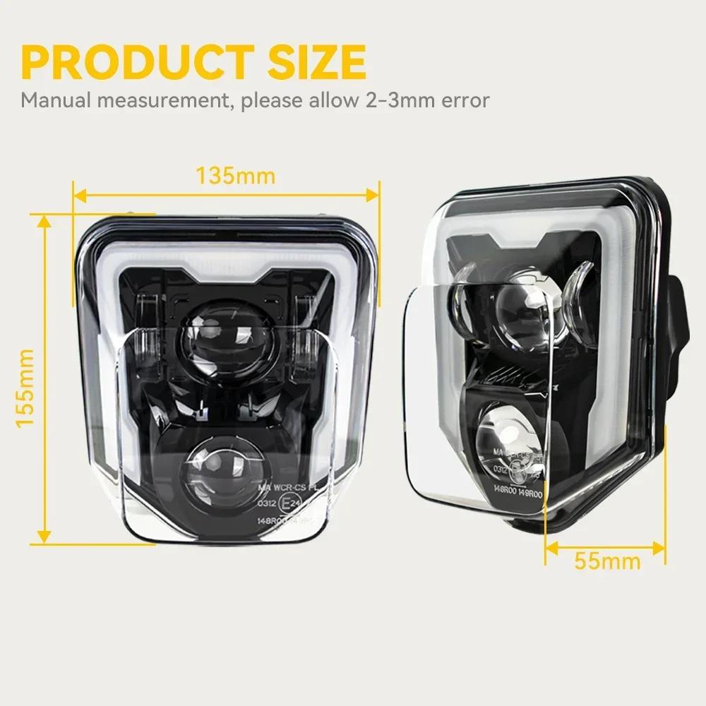 Motorcycle Headlight For Husqvarna TE150 TE150i TE250 TE300 TE300I LED Headlight W/ High Low Beam DRL Head Lamp Side Mount