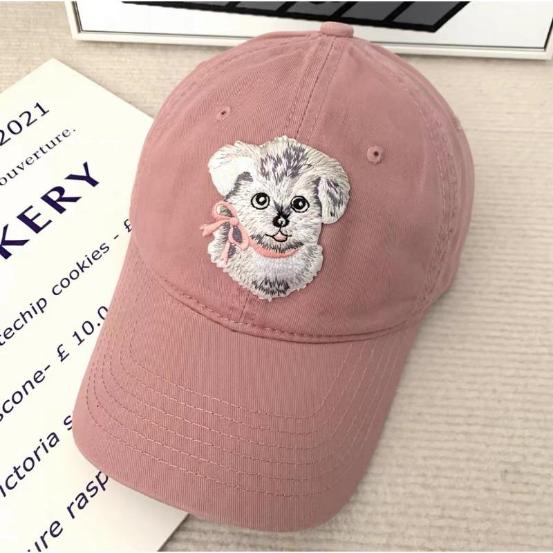 Cute Cartoon Labeled Dog Butterfly Soft Top Baseball Cap Showing Face Sweet Girl Versatile Baseball Cap