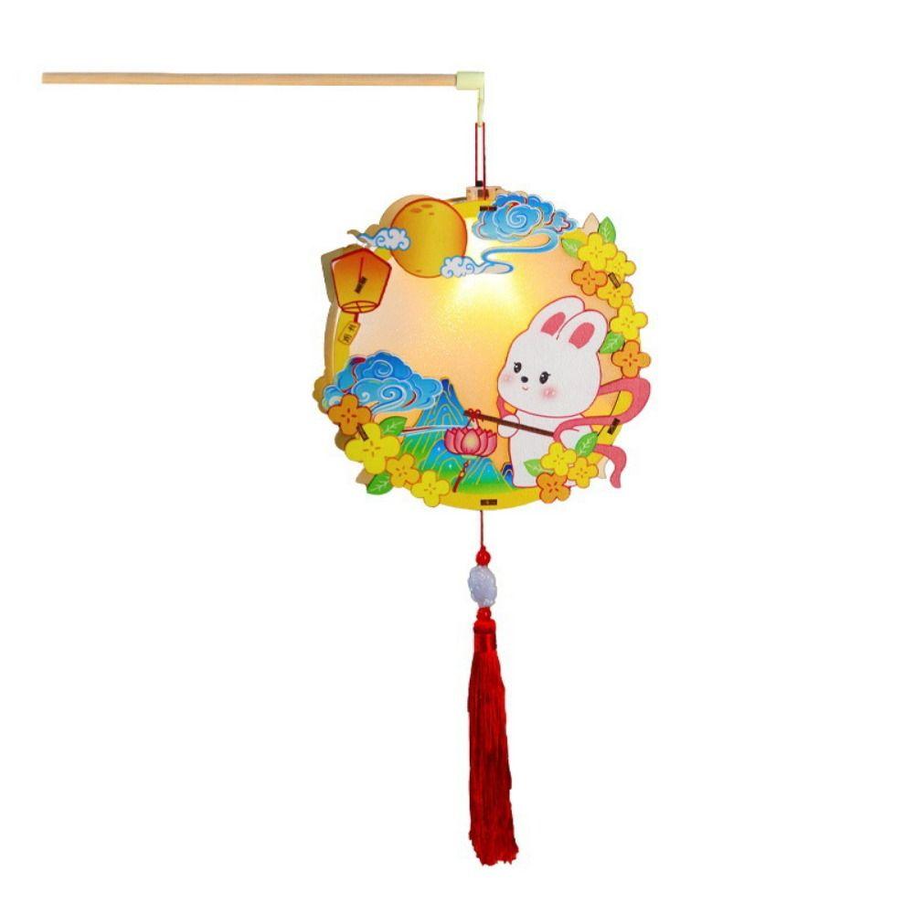 Wooden Festival Lantern Material Pack Creative Ancient Style Rabbit Lantern  Party Supply
