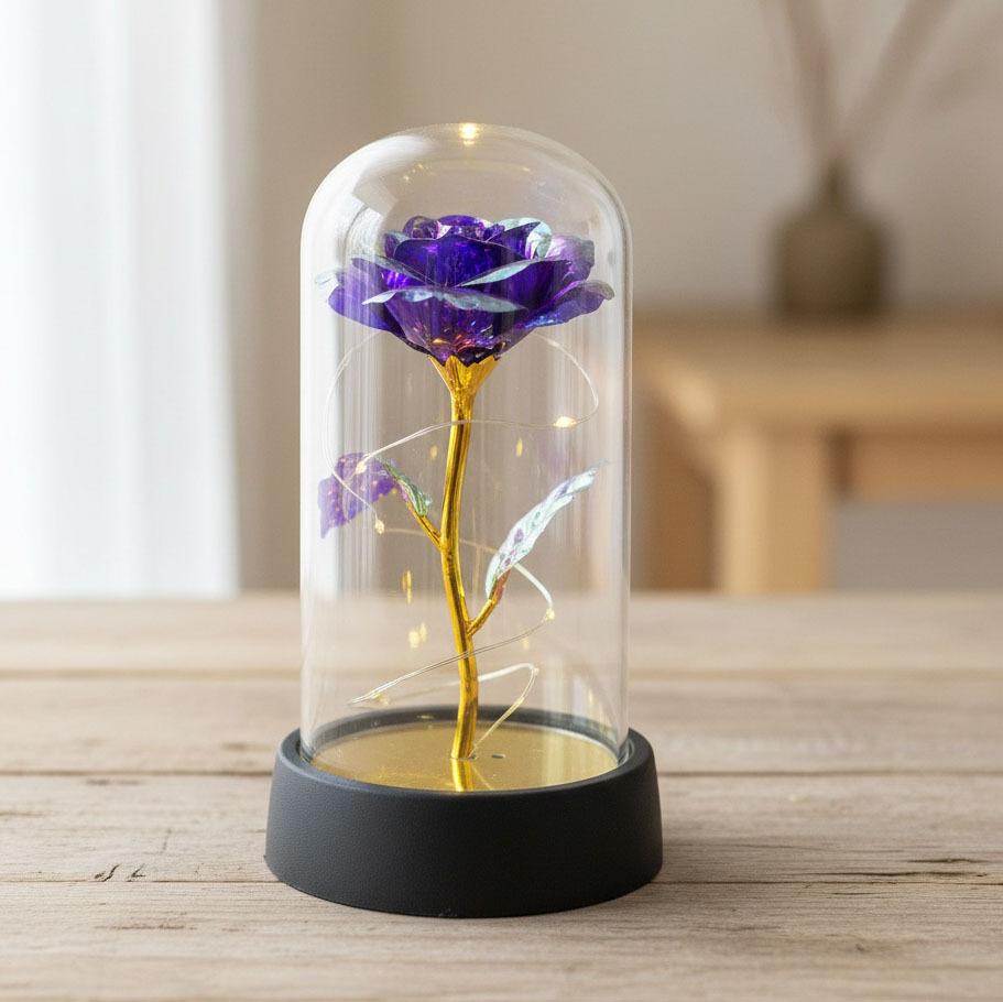 Valentine's Day Gift Rose Immortal Flower Glass Cover Night Light Qixi Festival Mother's Day Christmas Creative Ornament
