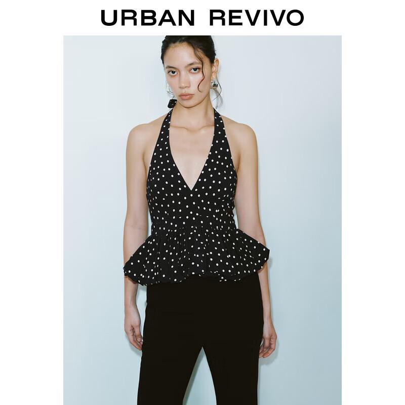 Женская французская майка в горошек с завязками на шее UR XS