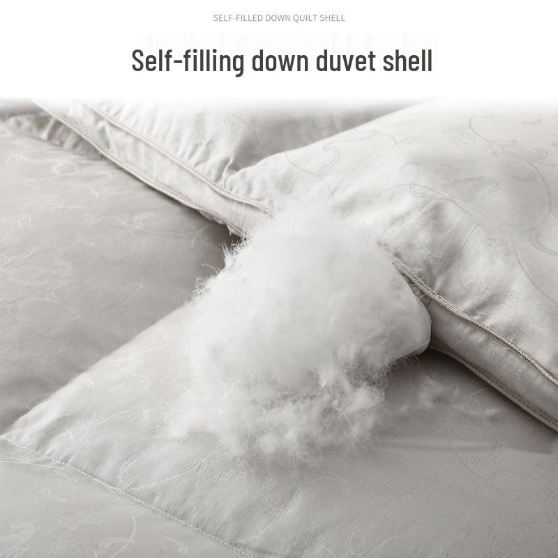 Reine Baumwolle Jacquard Doppellagige Auslaufdichte Daunendeckenhülle mit Kassettensteppung und Füllrohr-Anleitung
