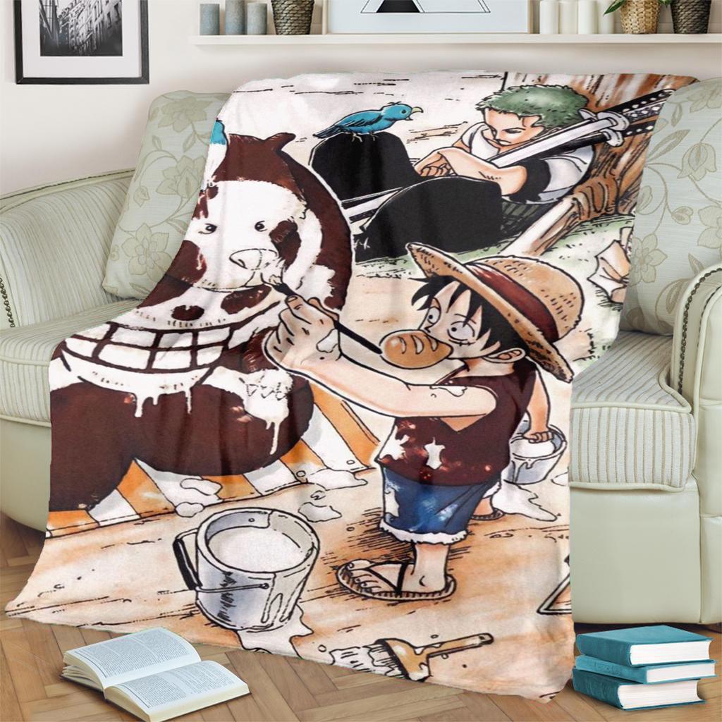 "ONE PIECE" Decor Flannel Blanket Warm for Bedrooms, Sofas, Chairs, Travel and Picnics