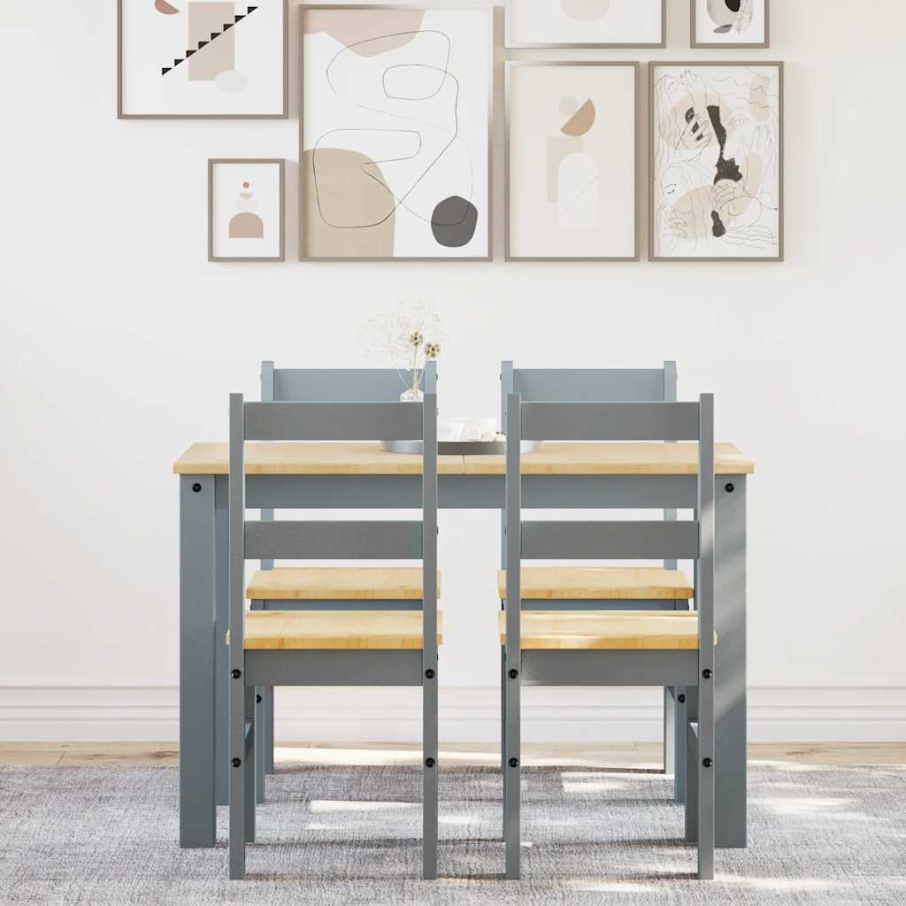 5 Piece Dining Set PANAMA Grey Solid Pine Wood