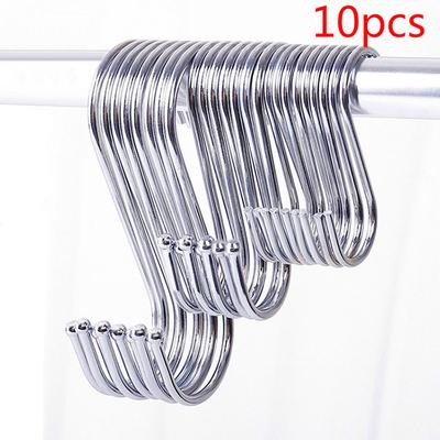 10 ganci a S in acciaio inox da cucina, pentole, appendiabiti, appendiabiti