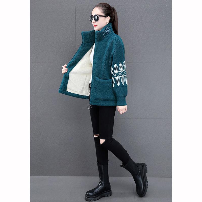 Warm Wool Winter Jacket Fashion Loose Velvet Thick Coat Short Casual Women's Zipper Outwear