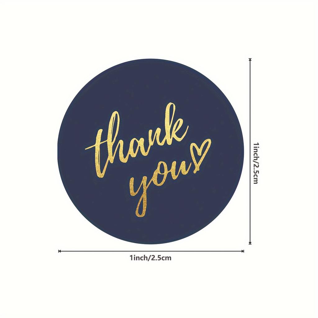 Elegant Golden Foil "Thank You" Stickers, 1-Inch Round Labels on a Roll - Perfect for Wedding Favors, Gift Sealing & Handmade Stationery, Wedding Stic