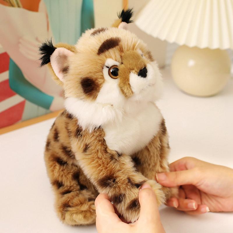2030Cm Simulation Wild Animal Lynx Plush Toy Stuffed Sitting Spotted Brown Plushie Appeasing Gift