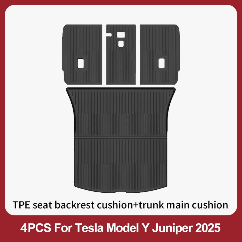 Car Floor Mats For 2026 2025 New Tesla Model Y Juniper All Weather TPE Floor Mat Cargo Liner Rear Trunk Mat Frunk Backrest Mats