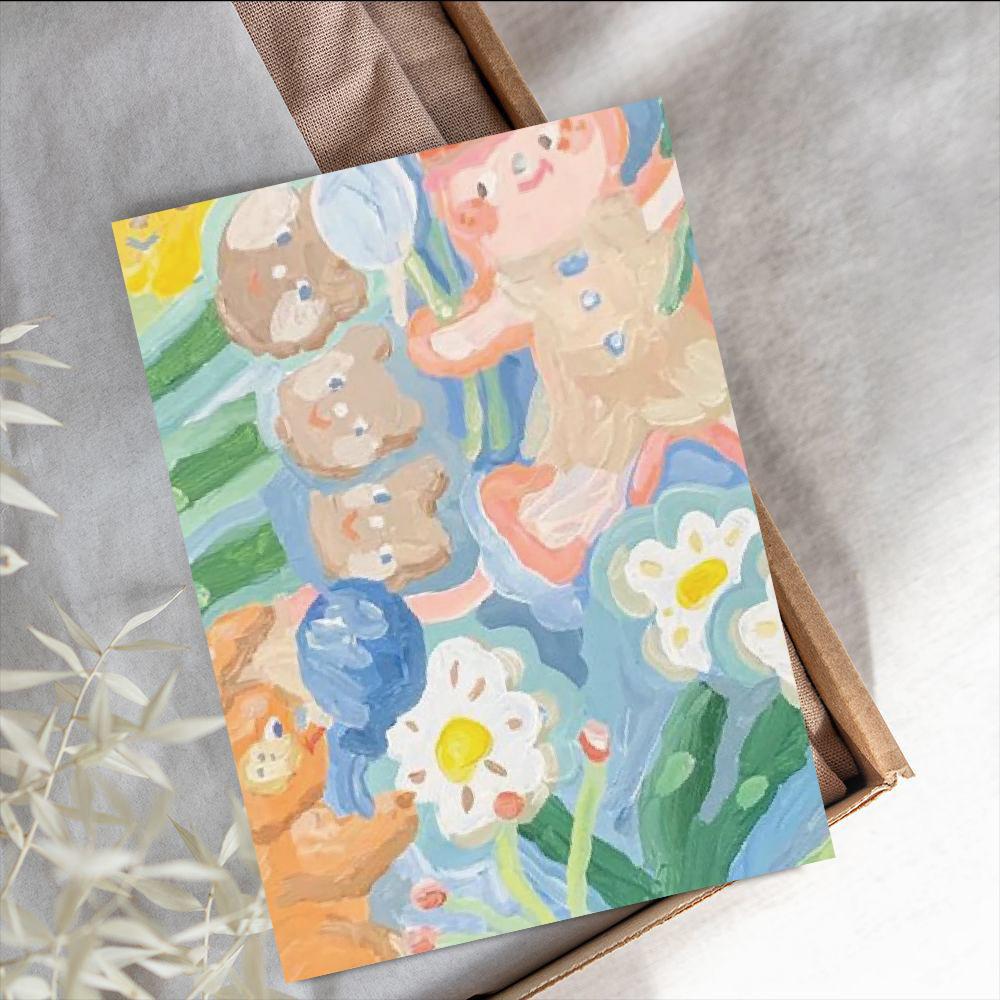 15PCS Oil painting card Posters Stickers Creative Decals DIY Luggage Creative Reading Cheese Cafe Laptop Wall Stickers Phone