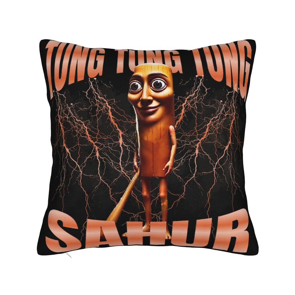 Pillow Cover Tung Tung Tung Sahur Bootleg Brainrot Italian Brainrot Meme Trendy Pillow Case For Living Room Chair Pillowcases