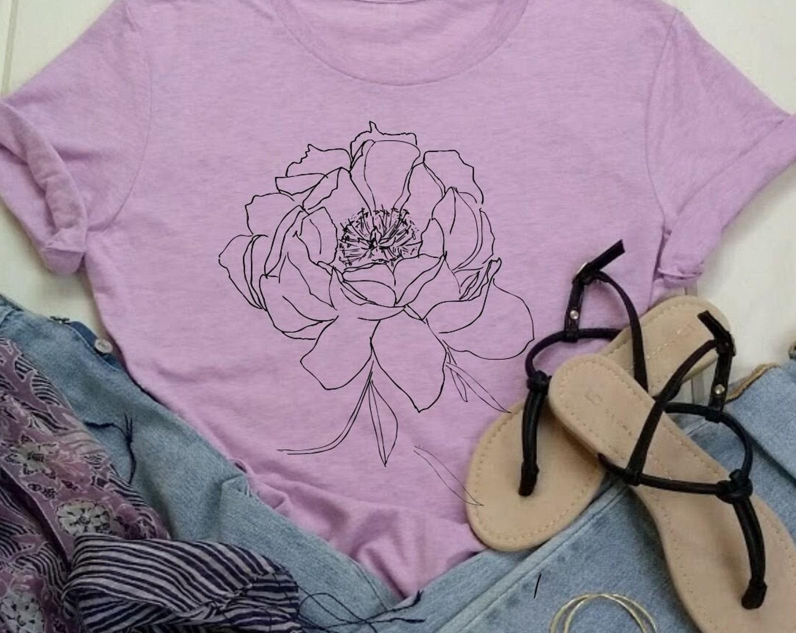 Gentle Rose Tee: Botanical Flower Shirt S