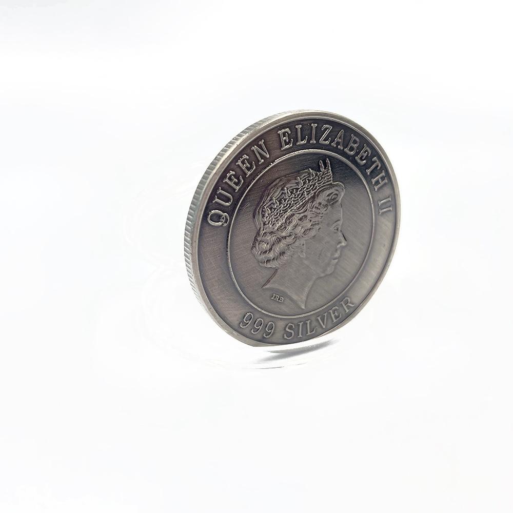 Twelve zodiac signs, Elizabeth II, commemorative coin, antique, gold-plated, three-dimensional, color printed, commemorative coin, antique gold coin