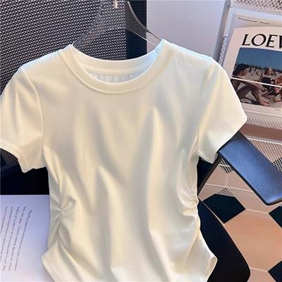 Unregelmäßiges Kurzarm-T-Shirt Damen Sommer Neu Koreanische Version Lockerer Taillen-Top