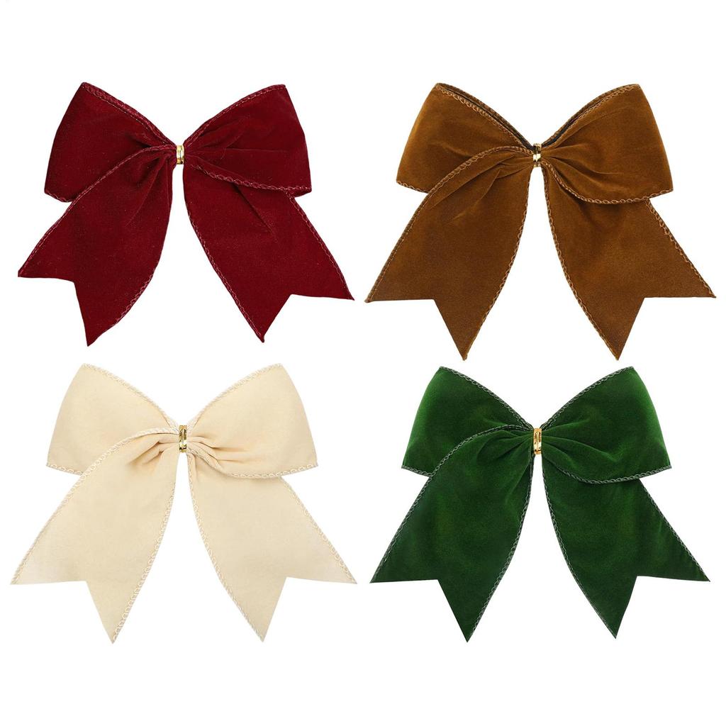 12 Stück 6-Zoll Samt Weihnachts Schleifen Feiertags Anhänger Weihnachtsbaum Schleifen Ornamente Für DIY Basteln Hochzeitskranz Süßigkeitstüte