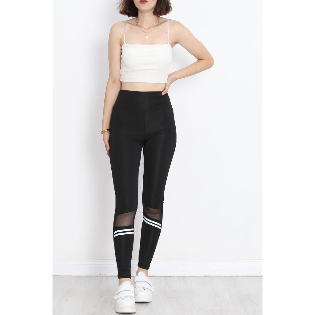 Tulle Tights With Leg Stripes Black